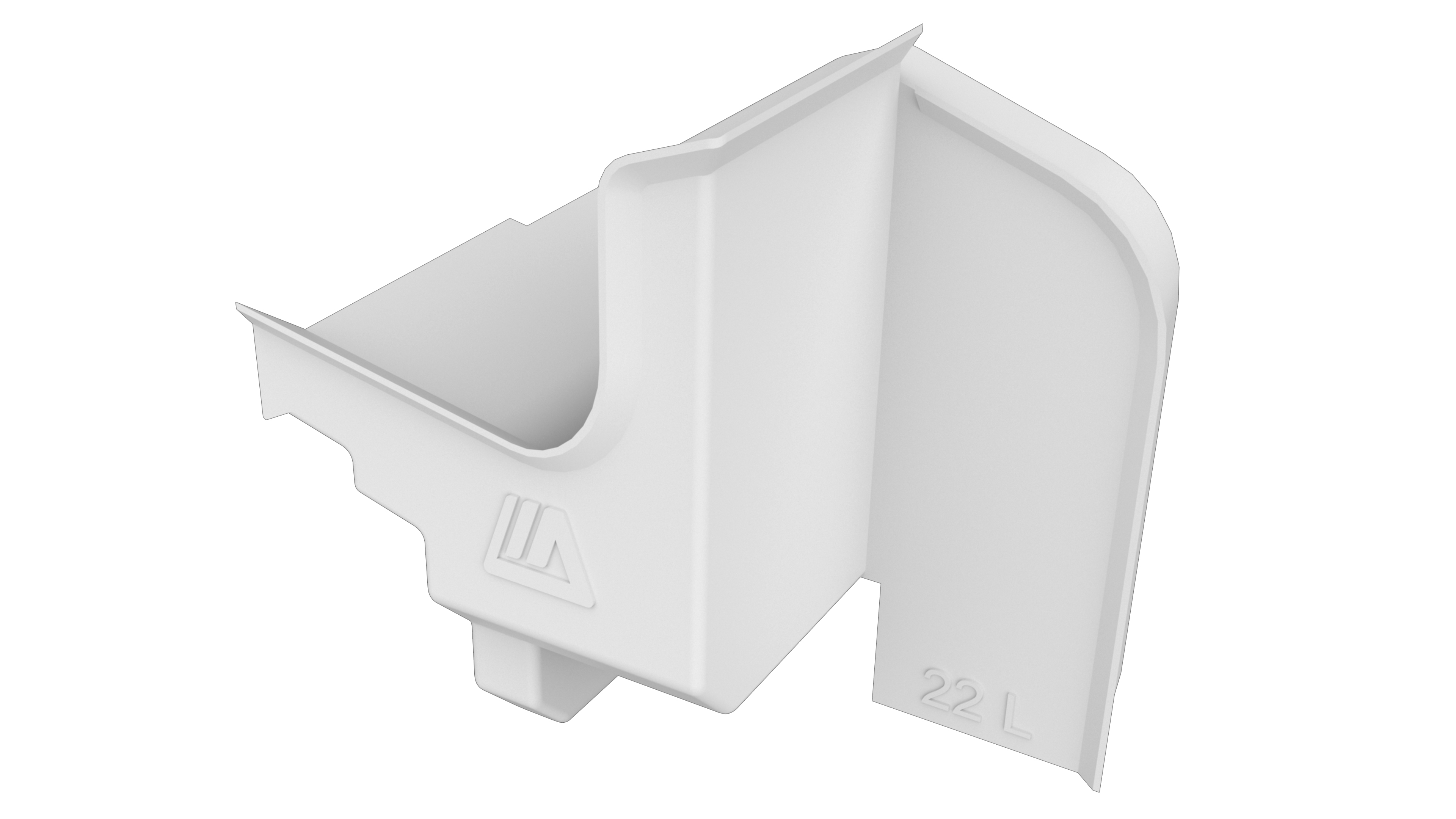 Накладка торцевая для водоотводного профиля (D22), с прямым углом, левая, белый цвет. Рис. 1