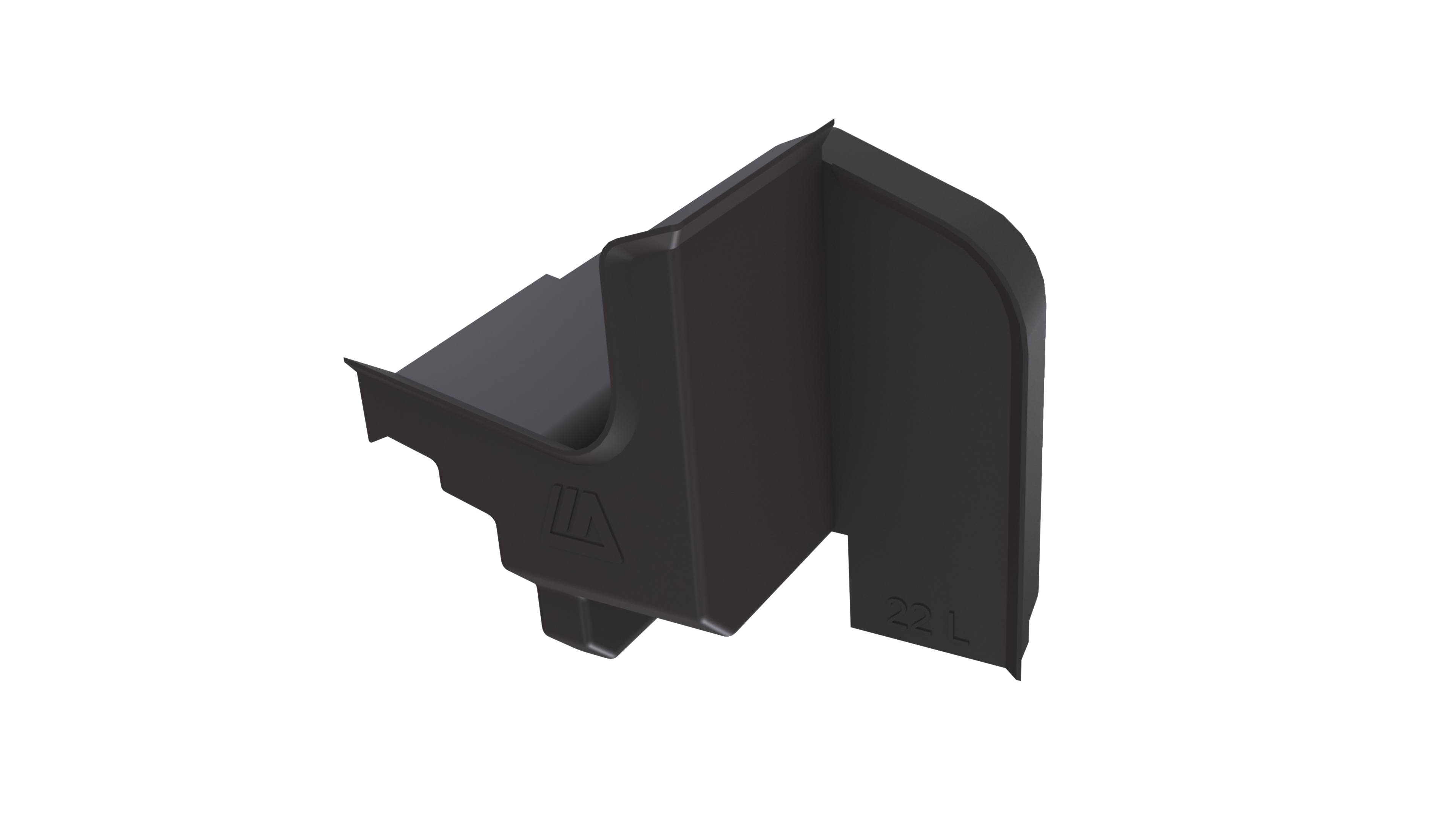 Накладка торцевая для водоотводного профиля (D22), с прямым углом, левая, цвет коричневый RAL 8019. Рис. 1