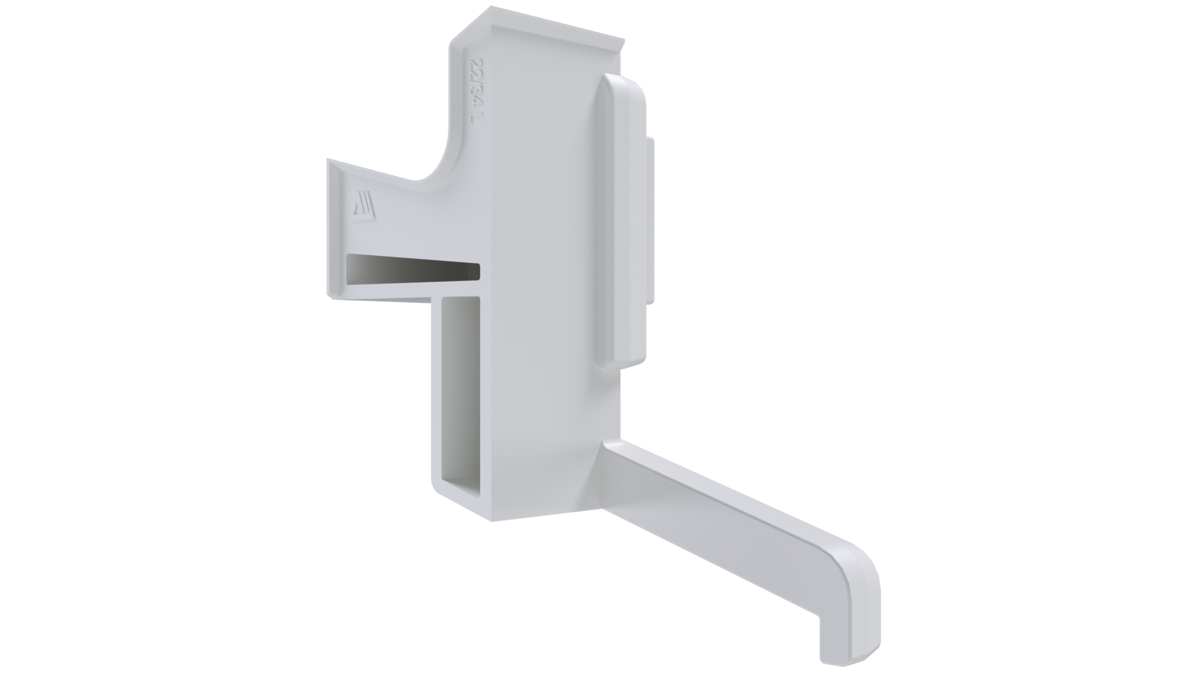 Накладка торцевая для водоотводного профиля (N22/34), с прямым углом, левая, белый цвет. Рис. 1 Накладка торцевая для водоотводного профиля (N22/34), с прямым углом, левая, белый цвет. Рис. 1