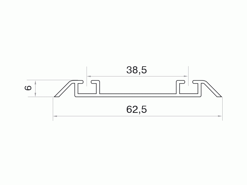 Направляющая нижняя, алюминий, L=5800 мм, белый муар.. Рис. 1
