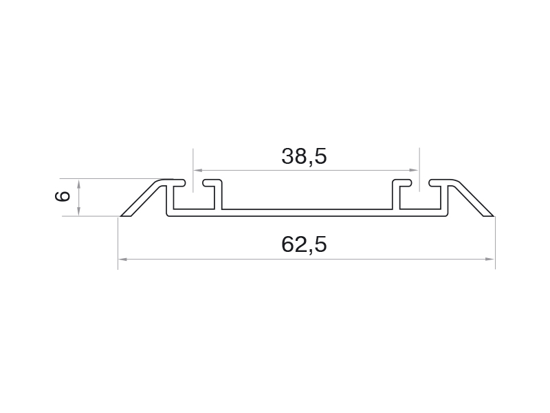 Направляющая нижняя, алюминий в ПВХ, L=5900 мм, венге темный с тиснением.. Рис. 2