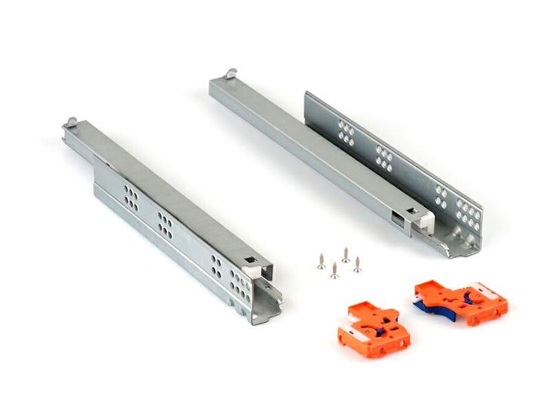 Направляющие скрытого монтажа Firmax (полного выдвижения) L=400мм, для ЛДСП 16 мм с доводчиком, (2 направляющие + 2 крепления). Рис. 1