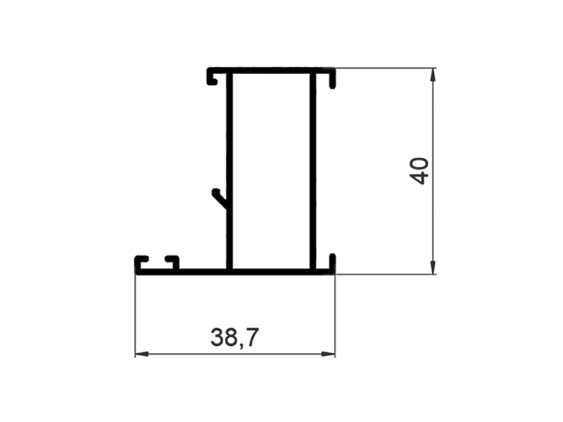 P400/01X Профиль рамы узкий 39 х 40 мм усил. RAL 9016 6м.. Рис. 1