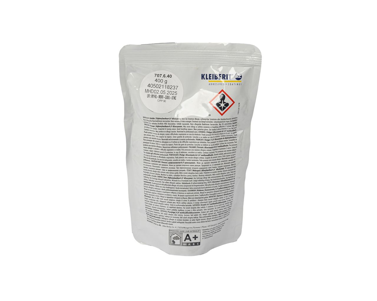 ПУ клей-расплав Клейберит ПУР 707.6.40, натуральный, для кромкооблицовывания, пакет 0.4 кг. Рис. 1