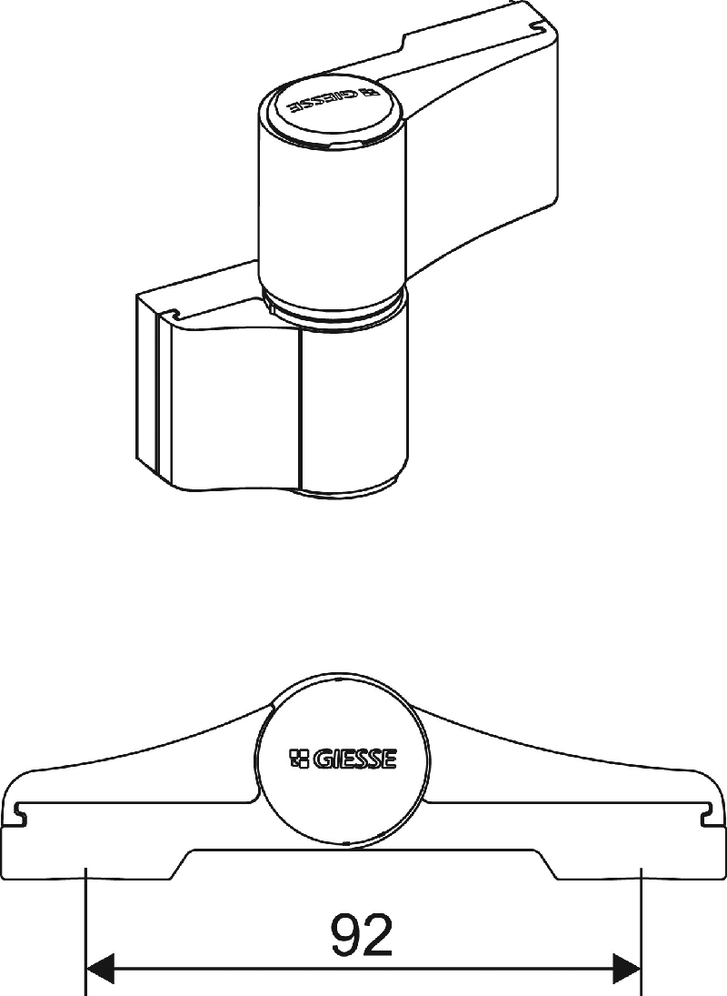 Петля DOMINA Classic дверная Giesse 2-х секционная, без крепления, межосевое 92, анодированная, 06178020. Рис. 2