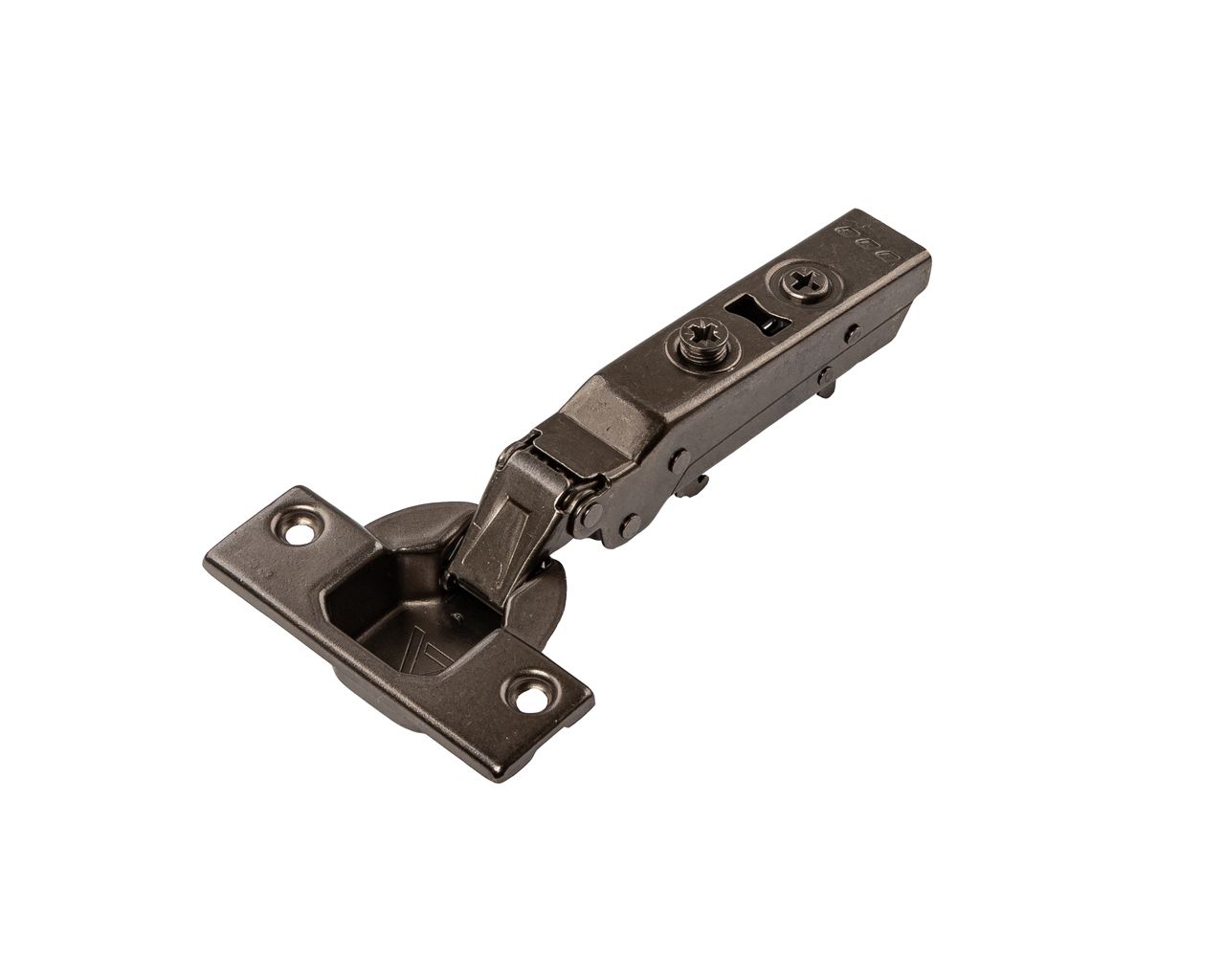 Петля для накладных дверей Alphalux Titan Clip-On, Soft-Close, угол открывания 100°, 52 мм, чашка 35 мм, титан. Рис. 1