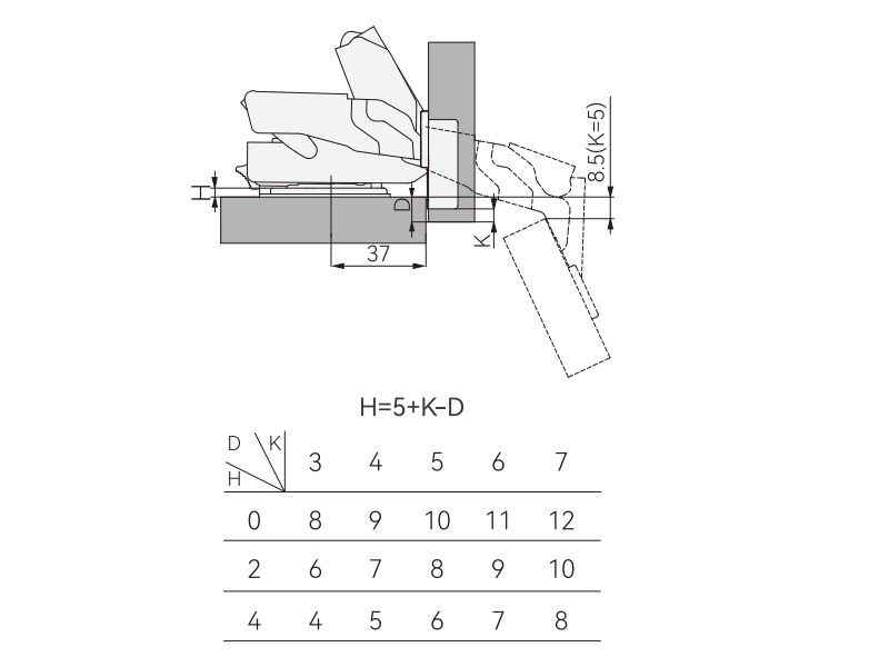Петля для смежных дверей Alphalux Titan Clip-On, Soft-Close, угол открывания 155°, 48мм, чашка 35 мм, титан. Рис. 2 Петля для смежных дверей Alphalux Titan Clip-On, Soft-Close, угол открывания 155°, 48мм, чашка 35 мм, титан. Рис. 2