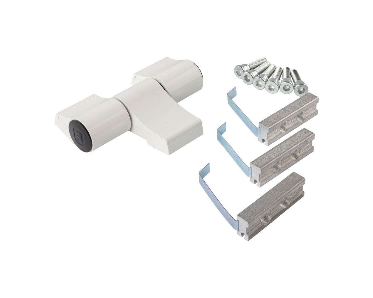 Петля двер. подшип. ELEMENTIS new, 3-х секционная, м/о 67, креп. на хол. профиль, белая RAL9016. Рис. 1