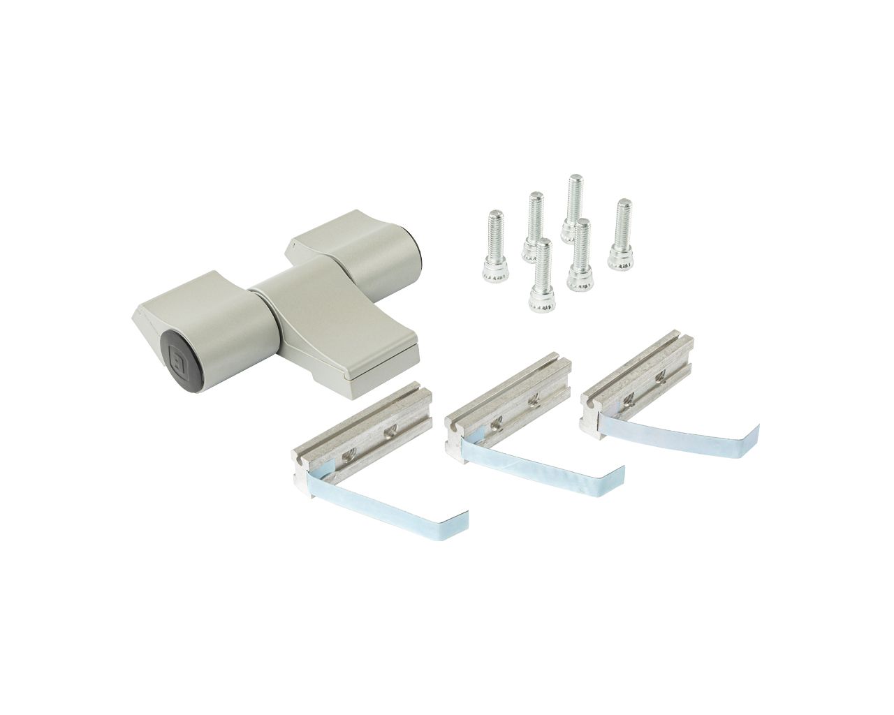 Петля двер. подшип. ELEMENTIS new, 3-х секционная, м/о 67, креп. на хол. профиль, серебр. RAL9006. Рис. 1 Петля двер. подшип. ELEMENTIS new, 3-х секционная, м/о 67, креп. на хол. профиль, серебр. RAL9006. Рис. 1