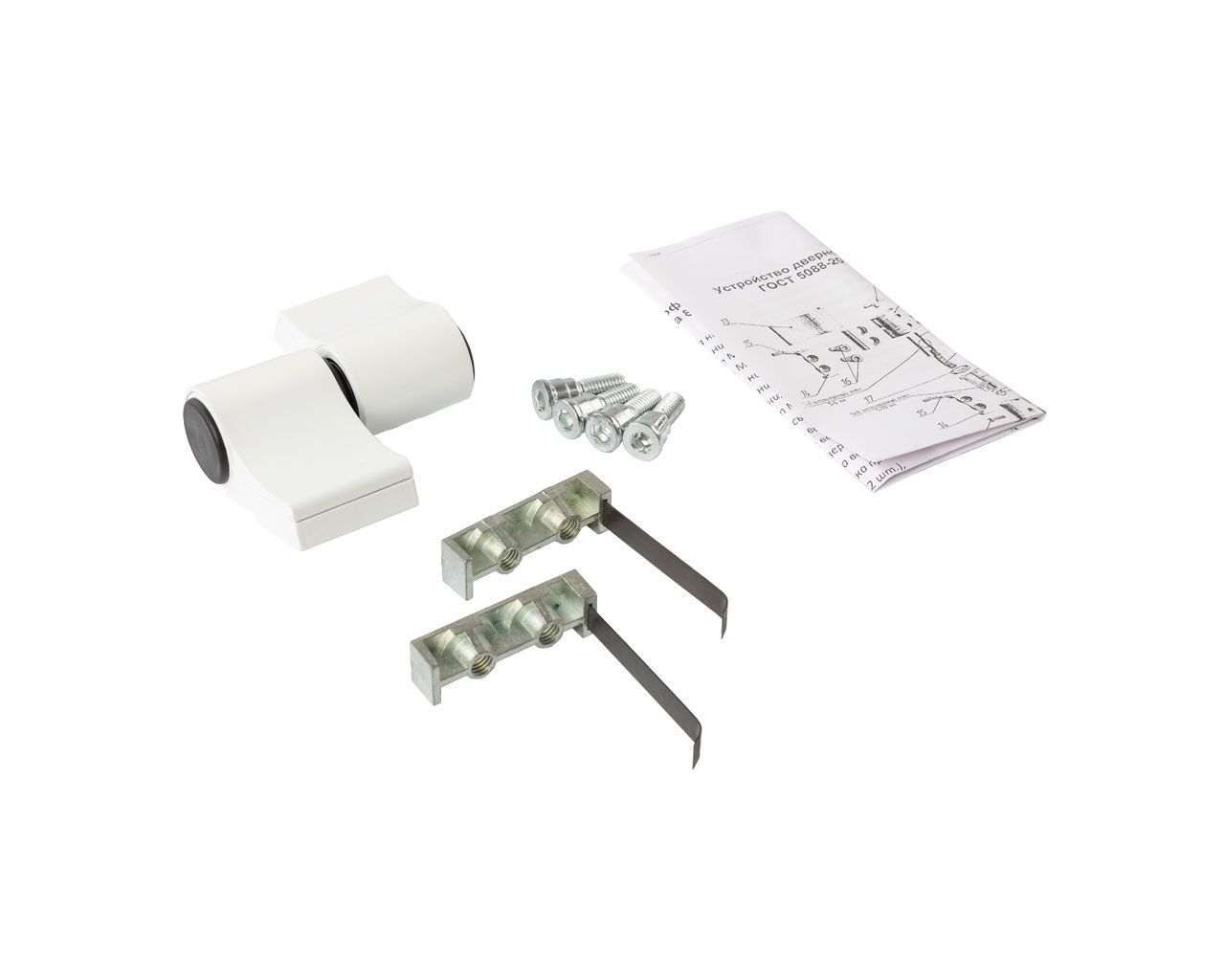 Петля двер.втул. 2-х секц. NEW, м/о 62, крепл. на хол. профиль,  белый RAL9016. Рис. 1