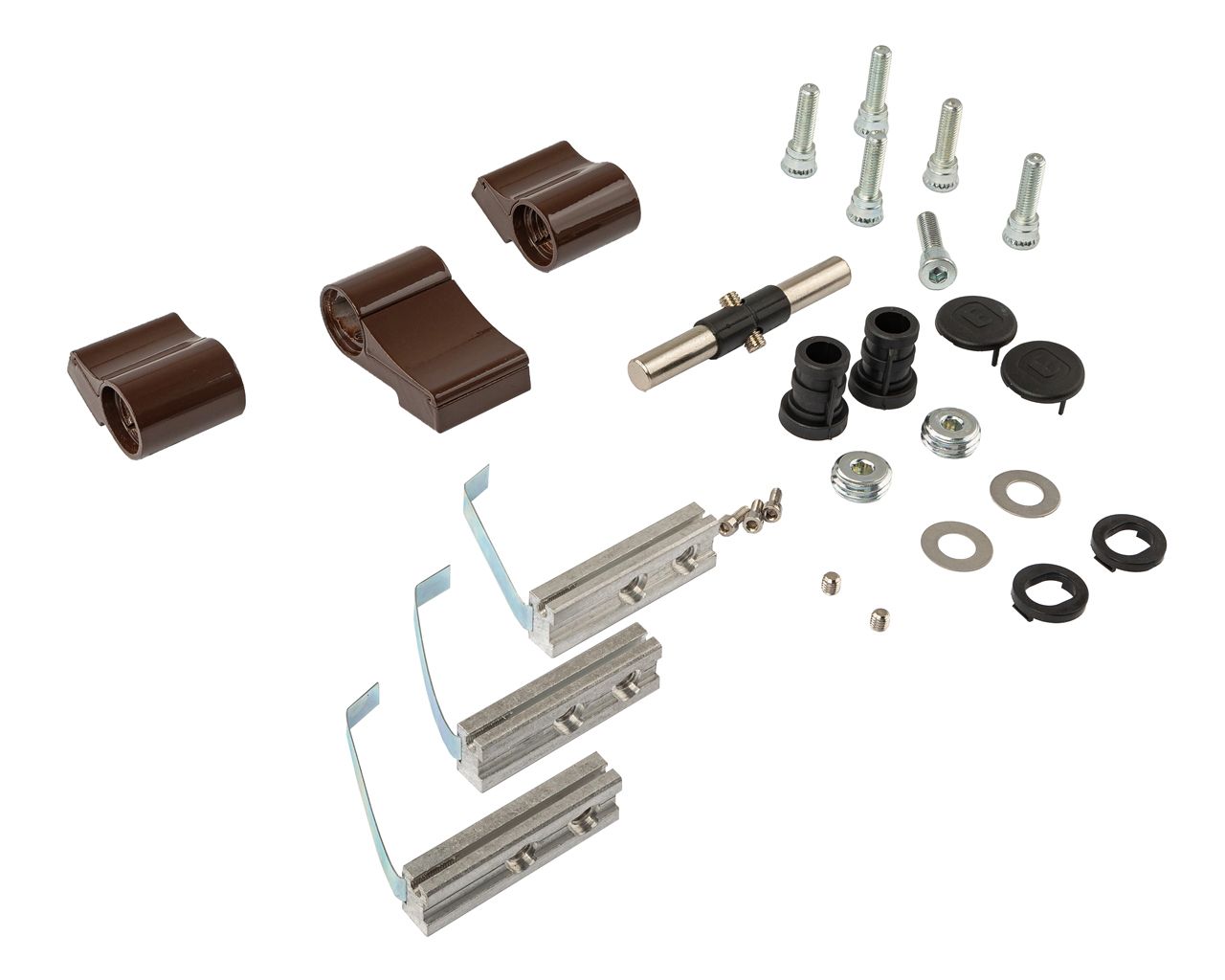 Петля двер. втулочн. ELEMENTIS, 3-х секционная, м/о 63, креп. на хол. профиль, корич. RAL8017. Рис. 1 Петля двер. втулочн. ELEMENTIS, 3-х секционная, м/о 63, креп. на хол. профиль, корич. RAL8017. Рис. 1