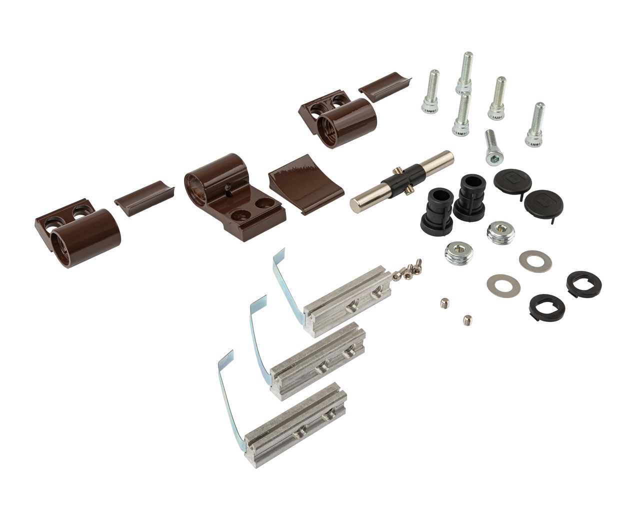 Петля двер. втулочн. ELEMENTIS, 3-х секционная, м/о 63, креп. на хол. профиль, корич. RAL8017. Рис. 2 Петля двер. втулочн. ELEMENTIS, 3-х секционная, м/о 63, креп. на хол. профиль, корич. RAL8017. Рис. 2