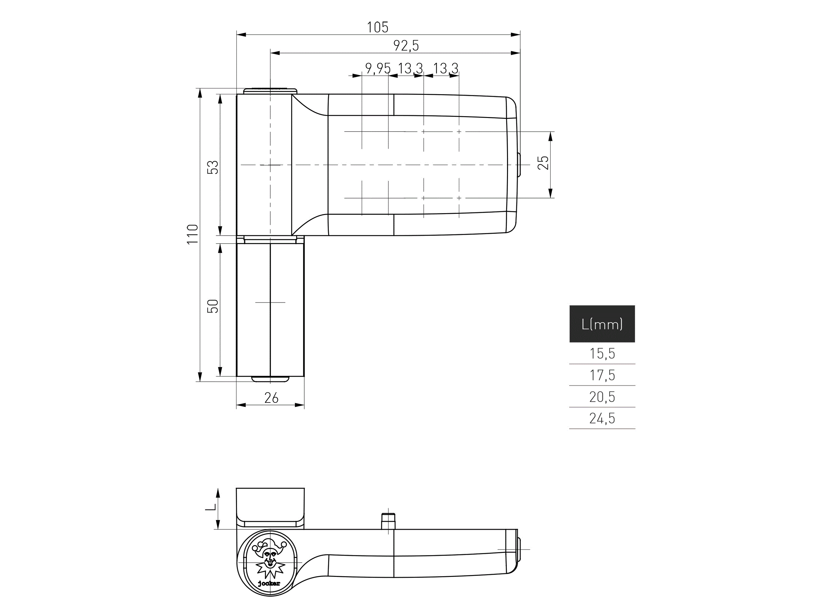 Петля дверная JOCKER 20,5 мм (TITAN - A). Рис. 2