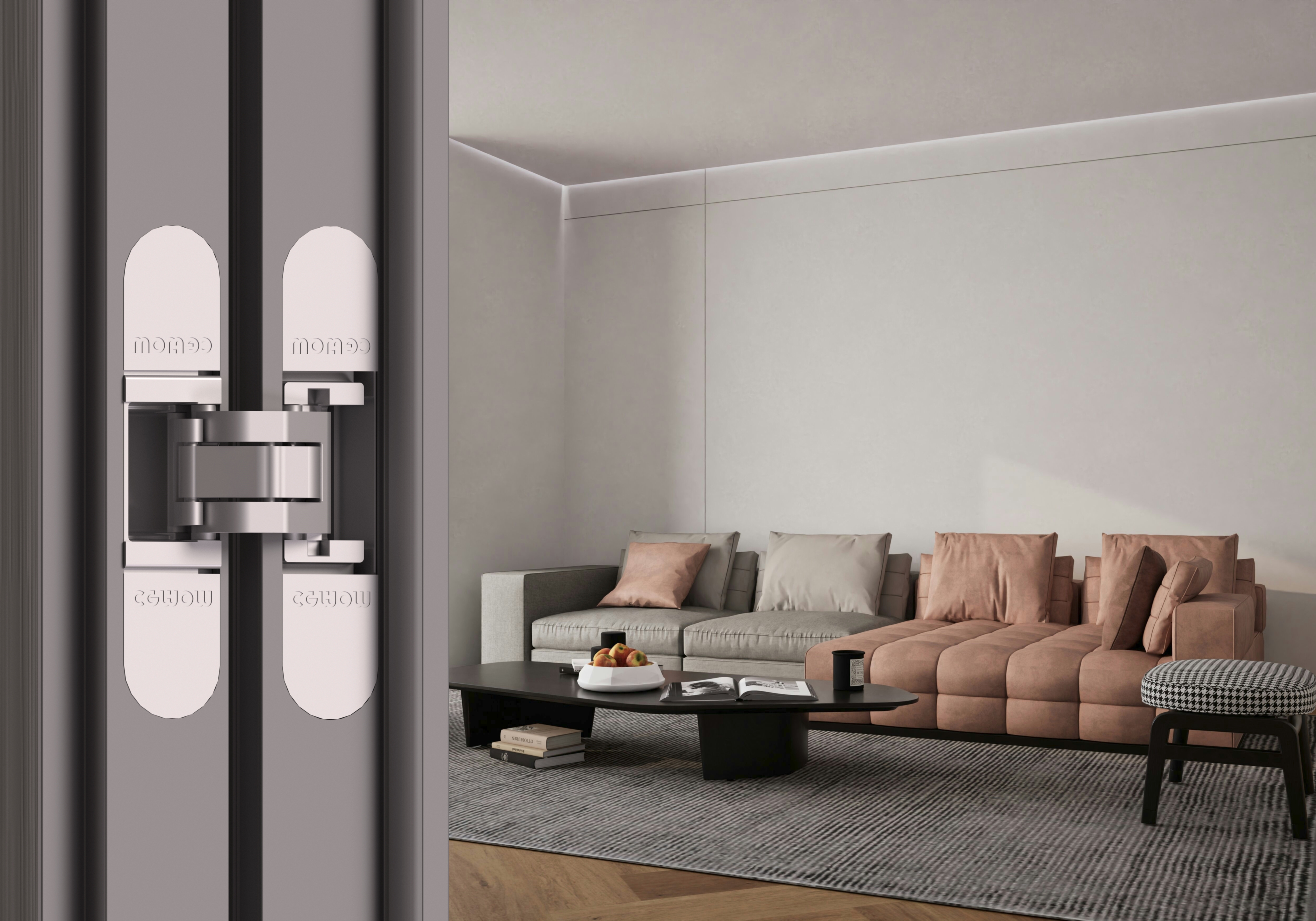 Петля дверная скрытая универсальная, 3D, 110x24 мм, 60 кг, цамак, хром сатин., с 4 мет. колпачками. Рис. 3 Петля дверная скрытая универсальная, 3D, 110x24 мм, 60 кг, цамак, хром сатин., с 4 мет. колпачками. Рис. 3