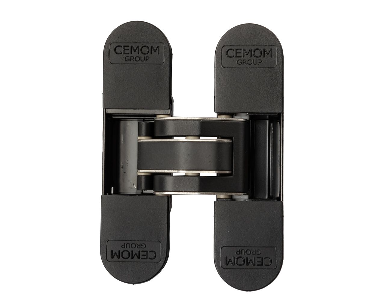 Петля дверная скрытая универсальная, 3D, 111,5х29 мм, 80 кг, черный мат., с 4 пласт. колпачками. Рис. 1