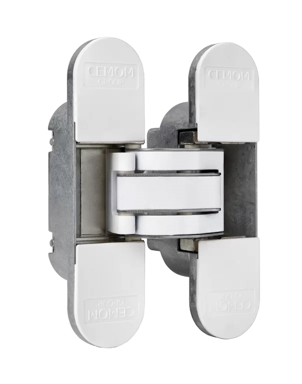 Петля дверная скрытая универсальная, 3D, 111,5x29 мм, 80 кг, белый мат., с 4 пласт. колпачками. Рис. 1 Петля дверная скрытая универсальная, 3D, 111,5x29 мм, 80 кг, белый мат., с 4 пласт. колпачками. Рис. 1