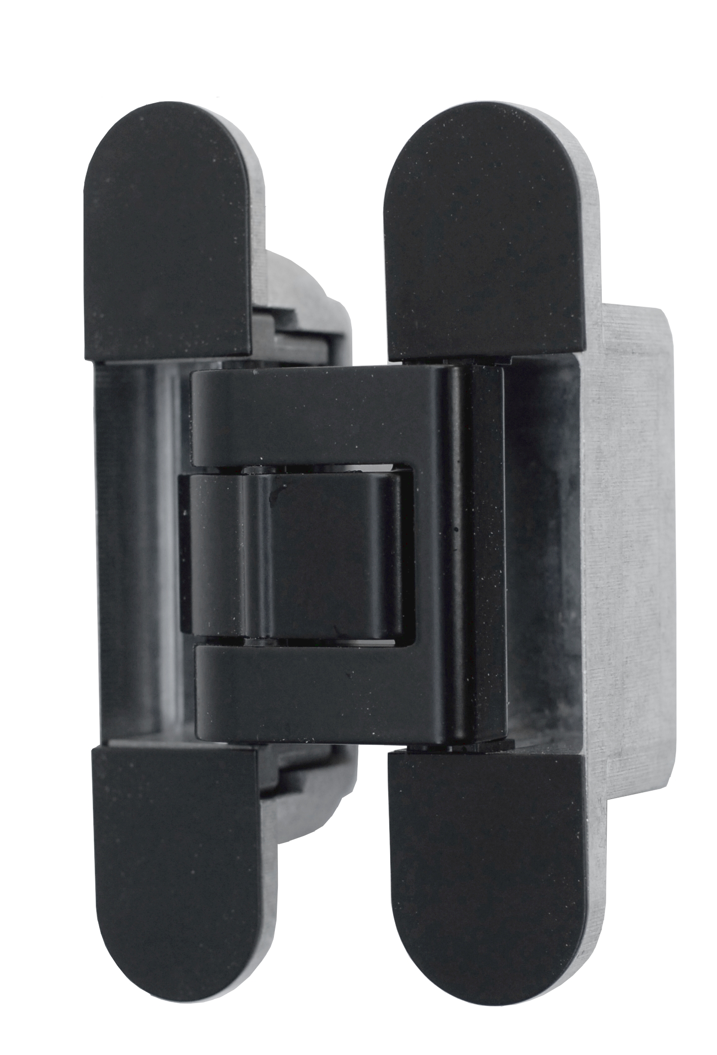 Петля дверная скрытая универсальная, 3D, 130x28/30 мм, 80 кг, цамак, черный мат., с 4 пласт. колпачками. Рис. 1