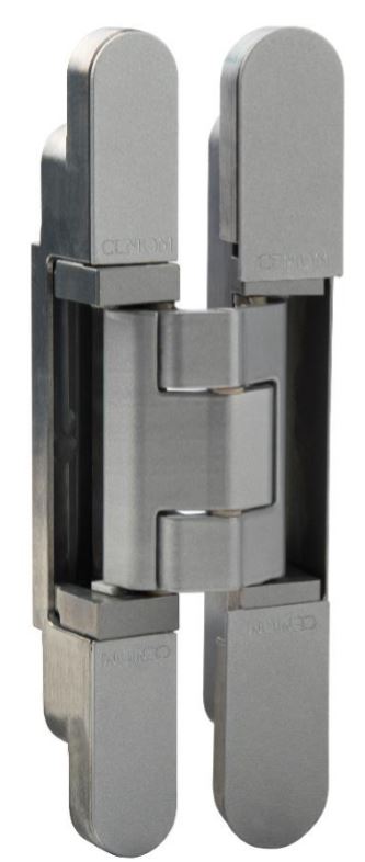 Петля дверная скрытая универсальная, 3D, 155x18/21 мм, 80 кг, цамак хром сатин., с 4 алюм. колпачками. Рис. 1
