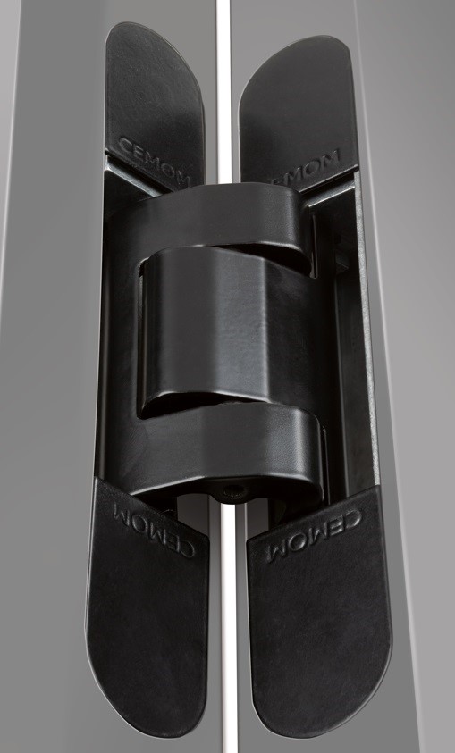 Петля дверная скрытая универсальная, 3D, 200х32 мм, 150 кг, черный, с 4 металл. колпачками. Рис. 1