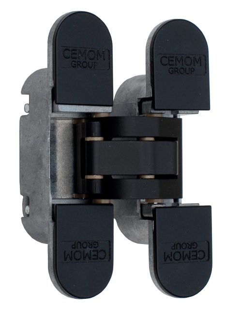 Петля дверная скрытая универсальная, 3D, 95x23 мм, 60 кг, цамае, черный мат., с 4 пласт. колпачками. Рис. 2