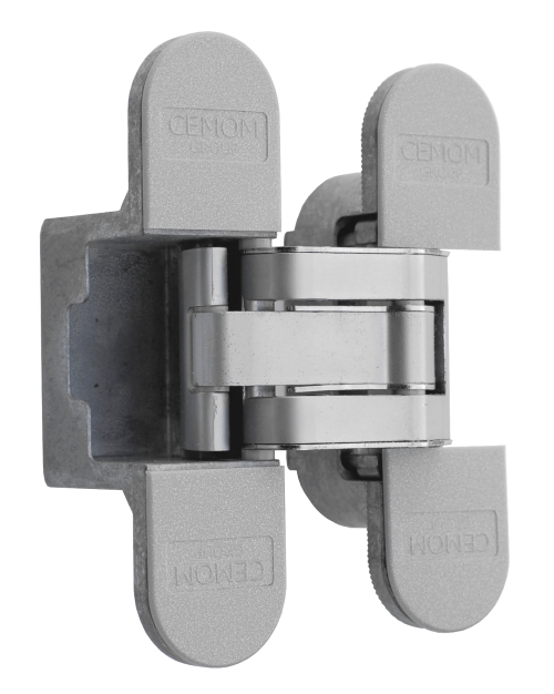 Петля дверная скрытая универсальная со смещением плоскостей, 3D, 111.5x29 мм, 50 кг, цамак хром сатин., с 4 пласт. колпачками. Рис. 2