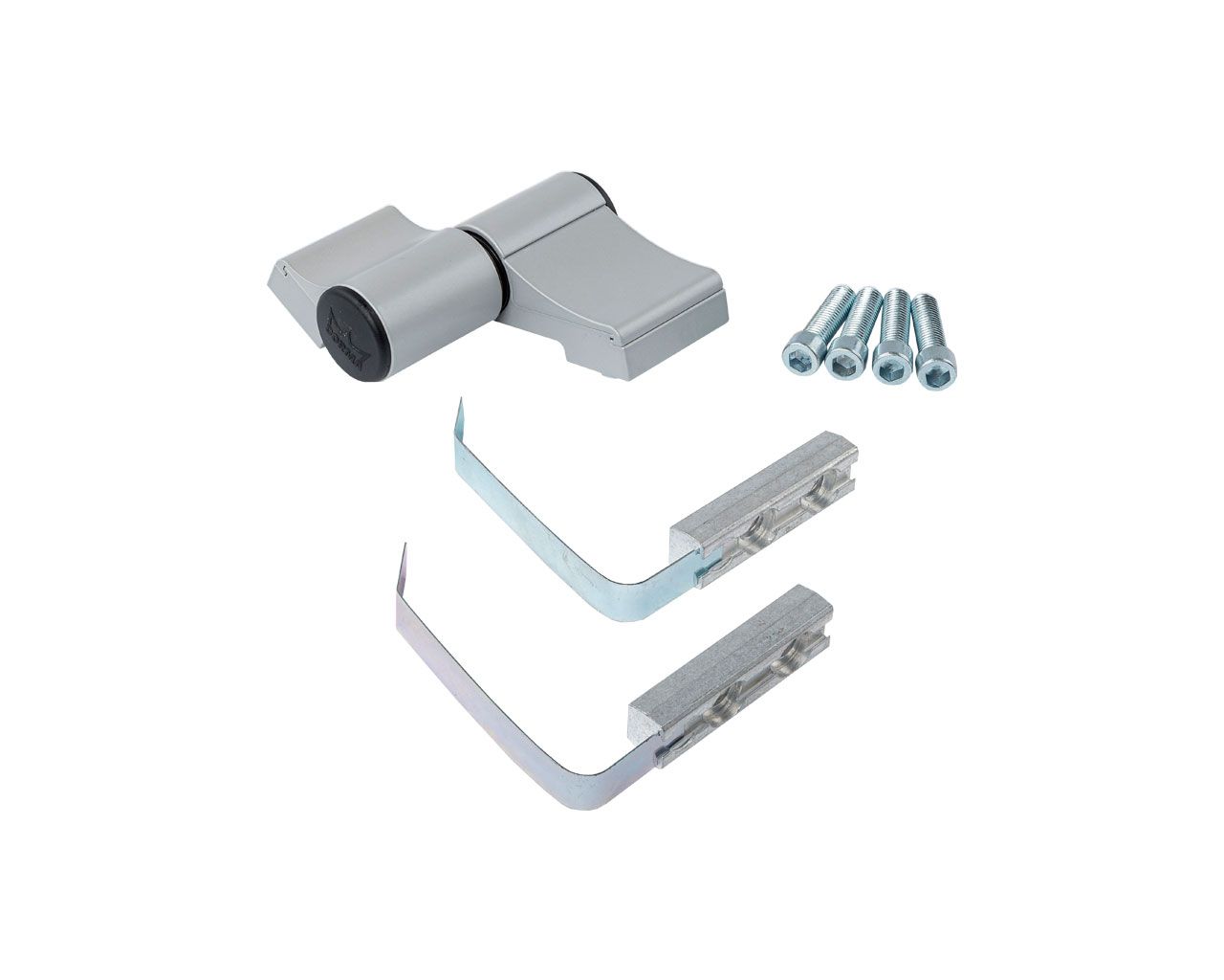 Петля дверная втулочная 2-х секционная, м/о 63 мм, крепление на хол. профиль, сер. 9006. Рис. 1