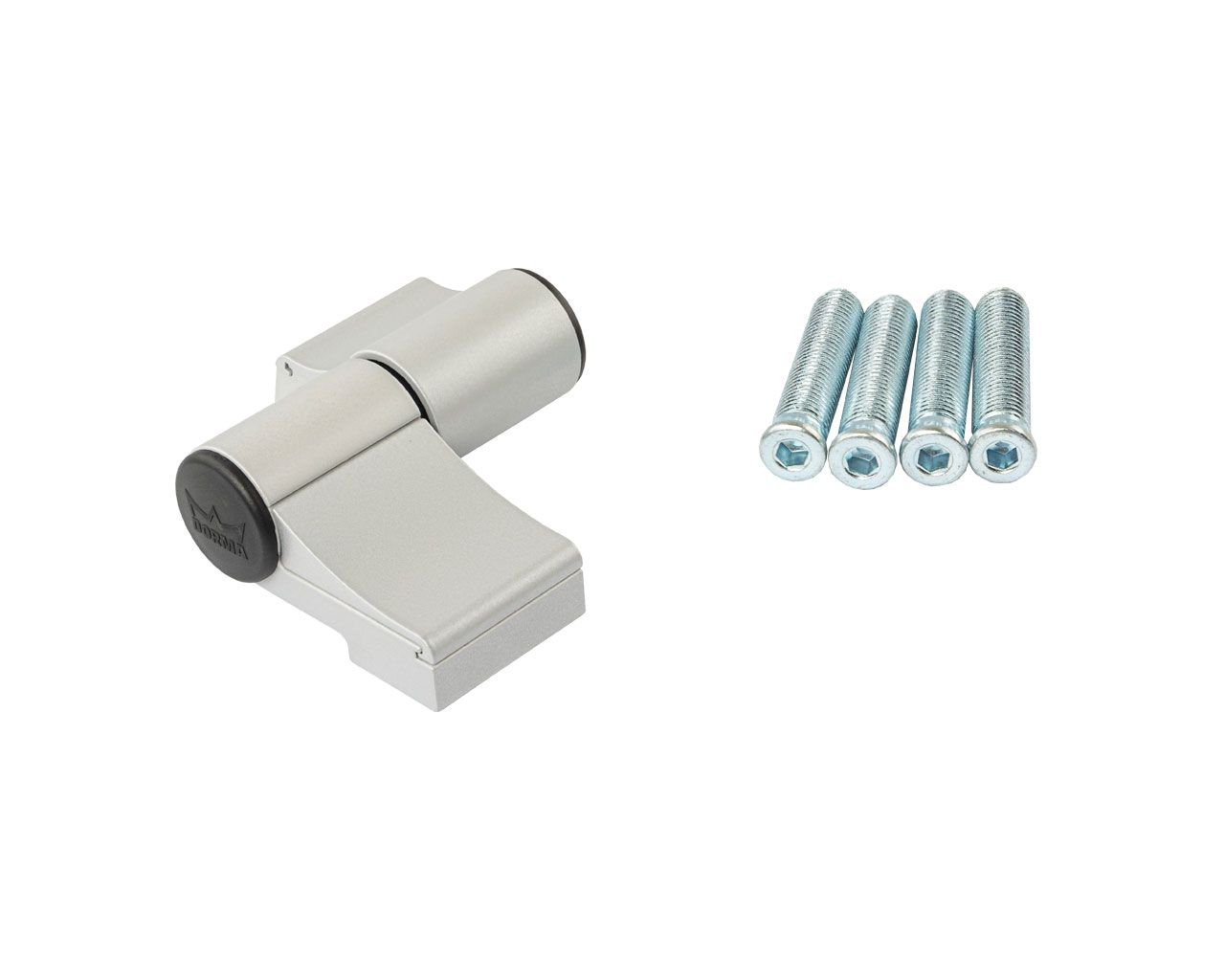 Петля дверная втулочная 2-х секционная, м/о 63 мм, крепление на тепл. профиль, сер. 9006. Рис. 1