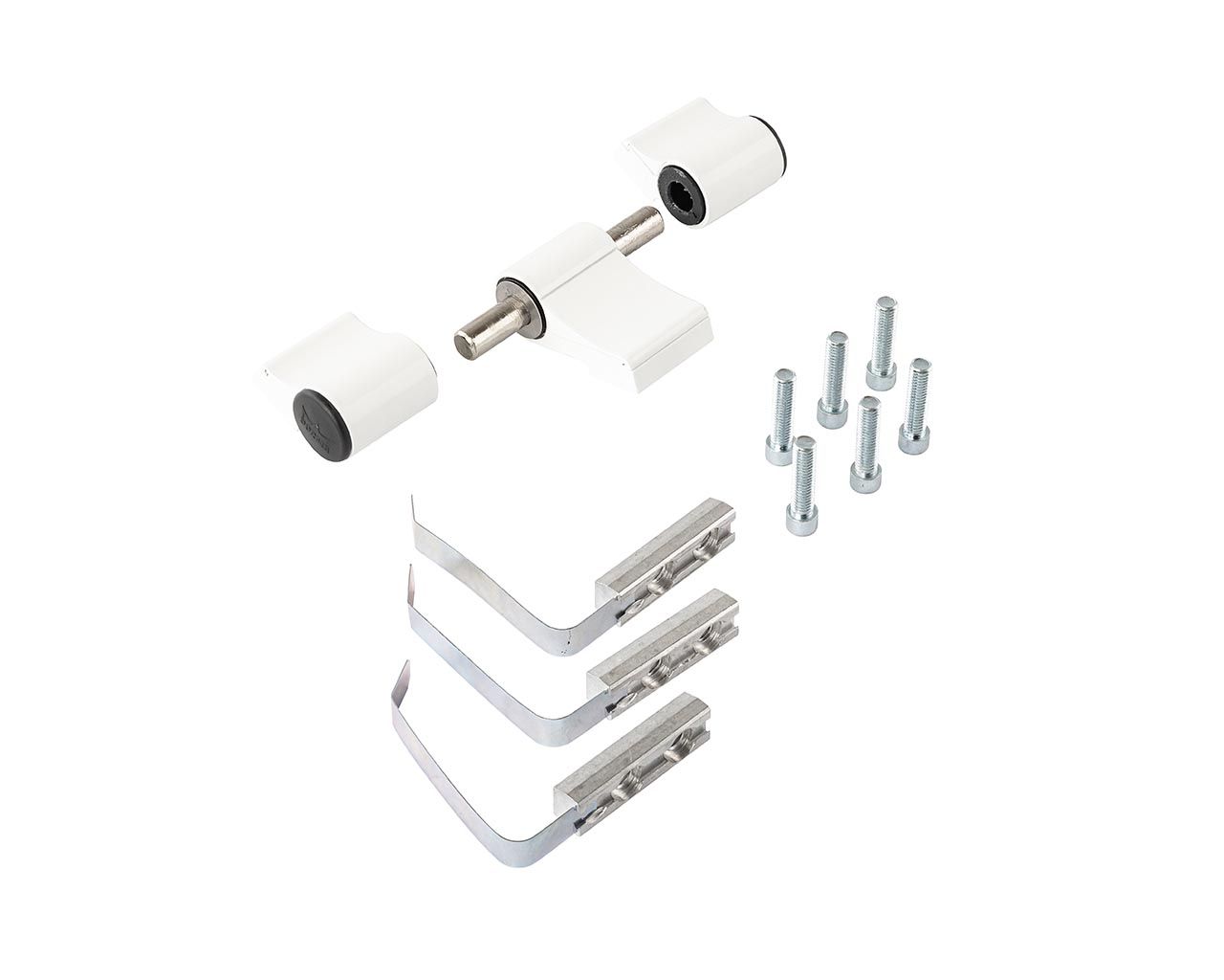 Петля дверная втулочная 3-х секционная, м/о 63 мм, крепление на хол. профиль, бел. 9016. Рис. 1