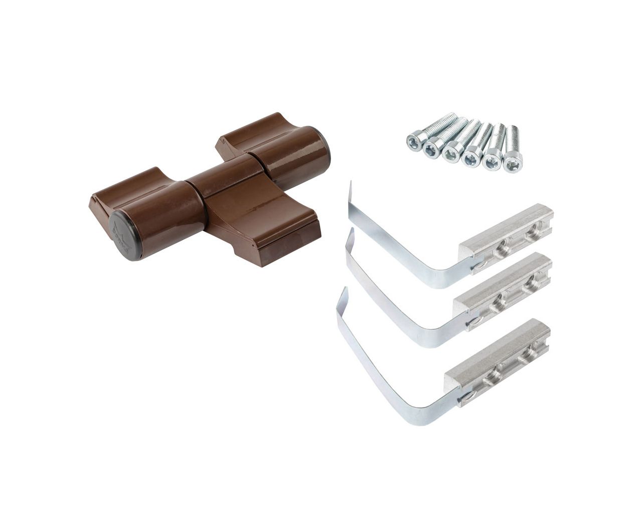 Петля дверная втулочная 3-х секционная, м/о 63 мм, крепление на хол. профиль, корич. 8017. Рис. 1