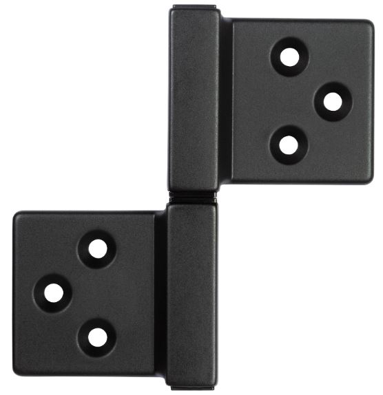 Петля карточная, для монтажа без врезки/с врезкой, разобранная, для дверей до 40 кг, квадратный цилиндр 12 мм, цвет черный матовый. Рис. 1 Петля карточная, для монтажа без врезки/с врезкой, разобранная, для дверей до 40 кг, квадратный цилиндр 12 мм, цвет черный матовый. Рис. 1