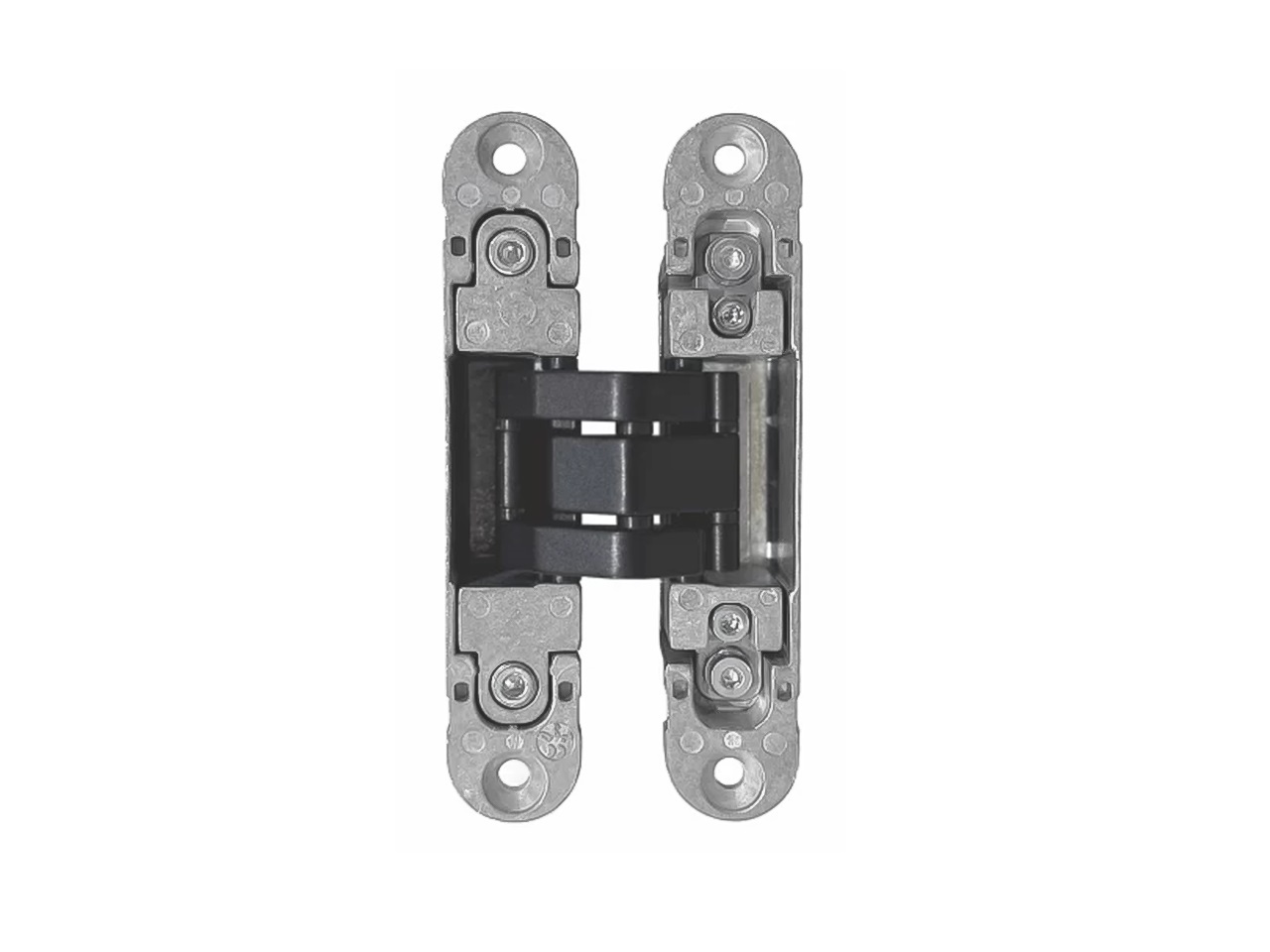 Петля скрытая, 3D, универсальная, 120x23 мм, 60 кг, корпус без покрытия, шарнирная часть цвет черный матовый. Рис. 1