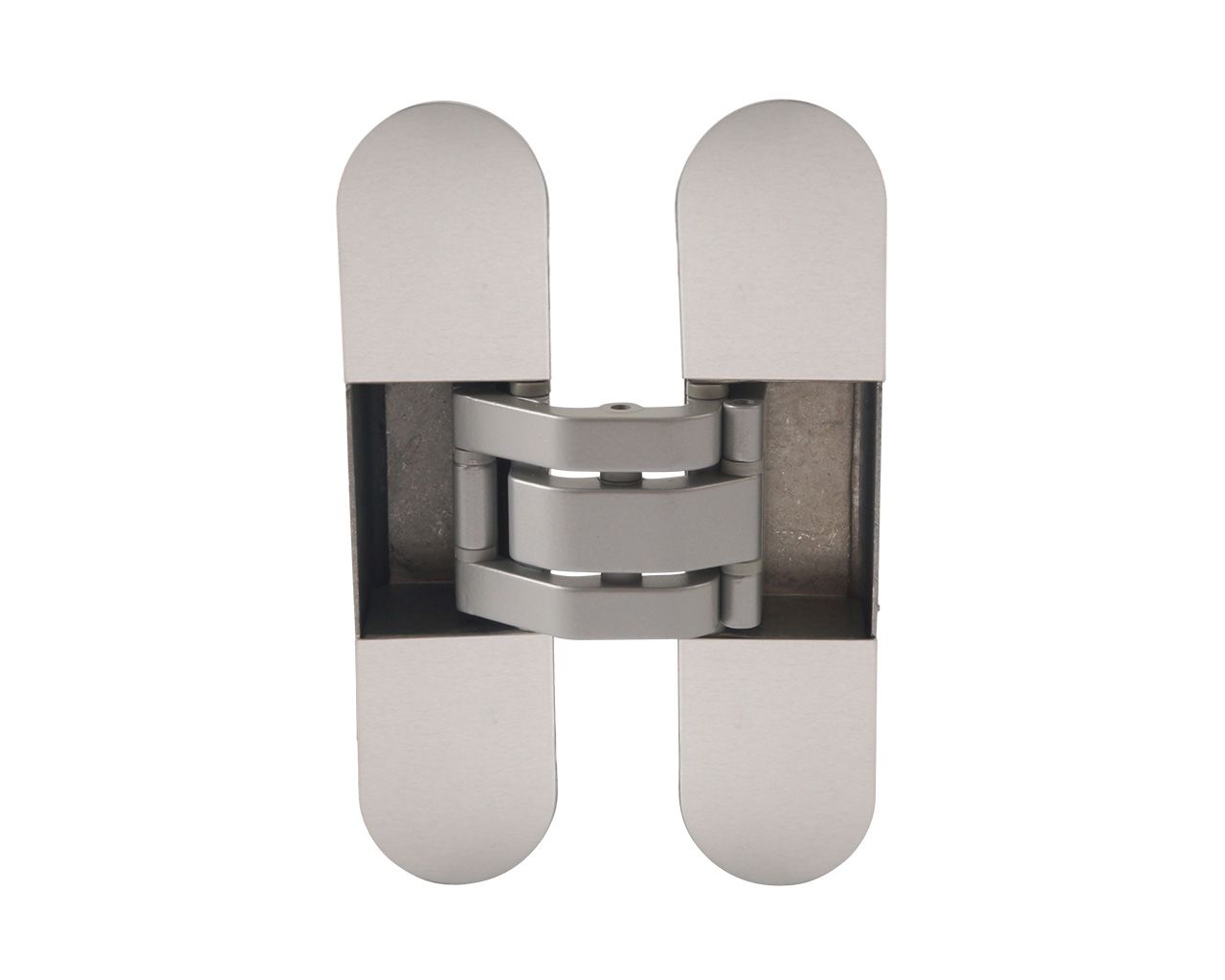 Петля скрытая, 3D, универсальная, с 4 накладками, 120x30 мм, 60 кг, корпус без покрытия  шарнирная часть серебро матовое. Рис. 1