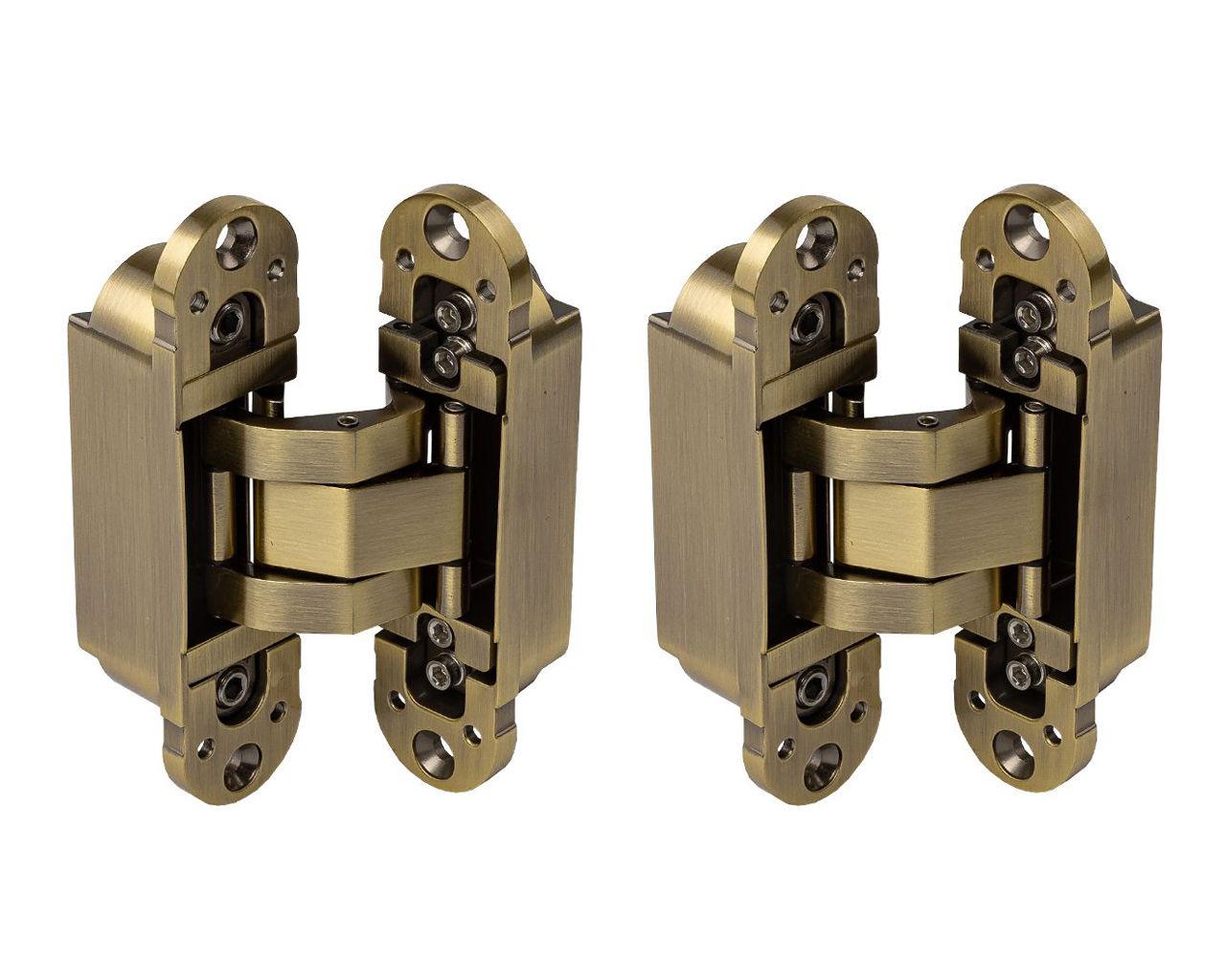 Петля скрытая ELEMENTIS, универсальная, 3D, 120x30 мм, 80 кг, цамак, бронза античная, с 4 пласт. колпачками. Рис. 3