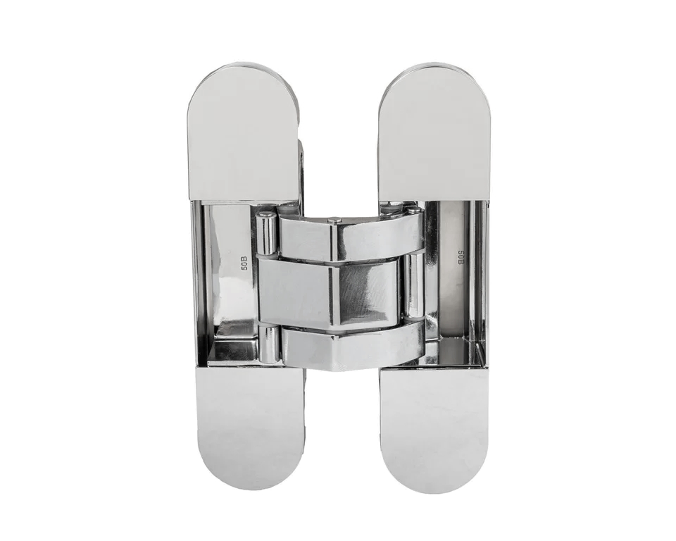 Петля скрытая ELEMENTIS, универсальная, 3D, 120x30 мм, 80 кг, цамак, хром полированный, с 4 пласт. колпачками. Рис. 1 Петля скрытая ELEMENTIS, универсальная, 3D, 120x30 мм, 80 кг, цамак, хром полированный, с 4 пласт. колпачками. Рис. 1