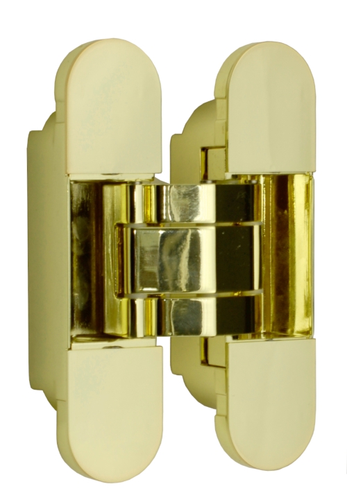 Петля скрытая ELEMENTIS, универсальная, 3D, 120x30 мм, 80 кг, цамак, золото полированное, в комплекте 2 петли,8 пласт. колпачков,8 винтов,2 рег.ключа,1 инструкция. Рис. 1