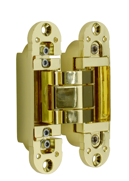 Петля скрытая ELEMENTIS, универсальная, 3D, 120x30 мм, 80 кг, цамак, золото полированное, в комплекте 2 петли,8 пласт. колпачков,8 винтов,2 рег.ключа,1 инструкция. Рис. 3