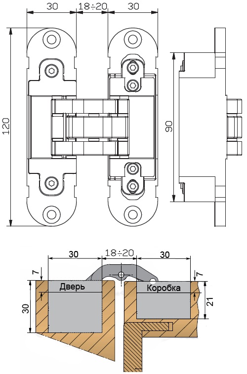 Петля скрытая, универсальная, 3D, 120x30 мм, 80 кг, цамак/алюминий, полированное золото. Рис. 2 Петля скрытая, универсальная, 3D, 120x30 мм, 80 кг, цамак/алюминий, полированное золото. Рис. 2