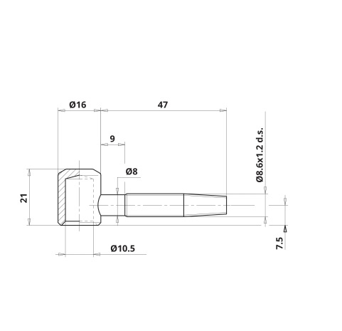 Петля ввертная, 2-штыревая, рамная часть, диаметр 16 мм, сталь, оцинкованный. Рис. 2