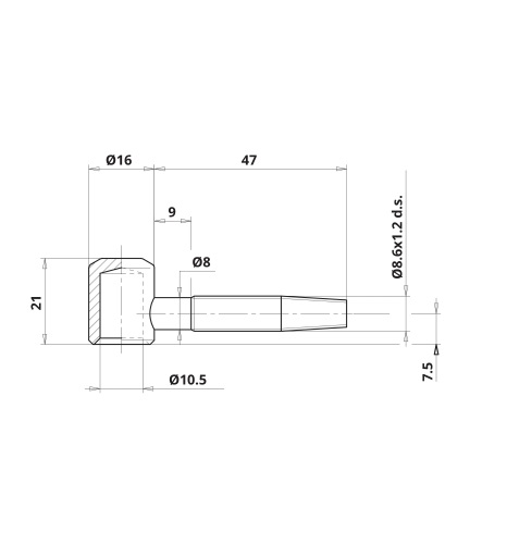 Петля ввертная, 2-штыревая, створочная часть, диаметр 16 мм, сталь, оцинкованный. Рис. 1
