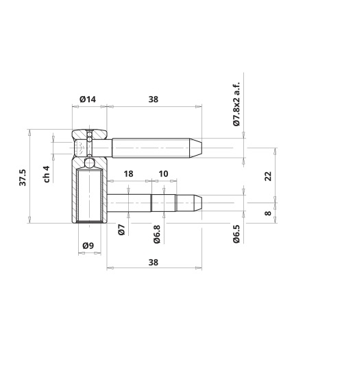 Петля ввертная, 4-штыревая, 3D, створочная часть, диаметр 14 мм, сталь, оцинкованный. Рис. 2