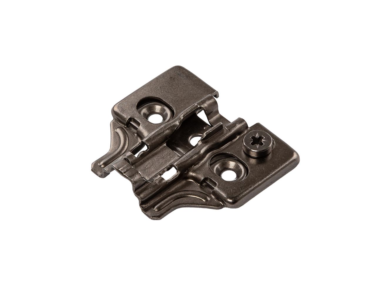 Планка монтажная для петель Alphalux  Titan, Clip-on, H=2, крестовая, под саморез, с эксцентриковой регулировкой, титан. Рис. 1