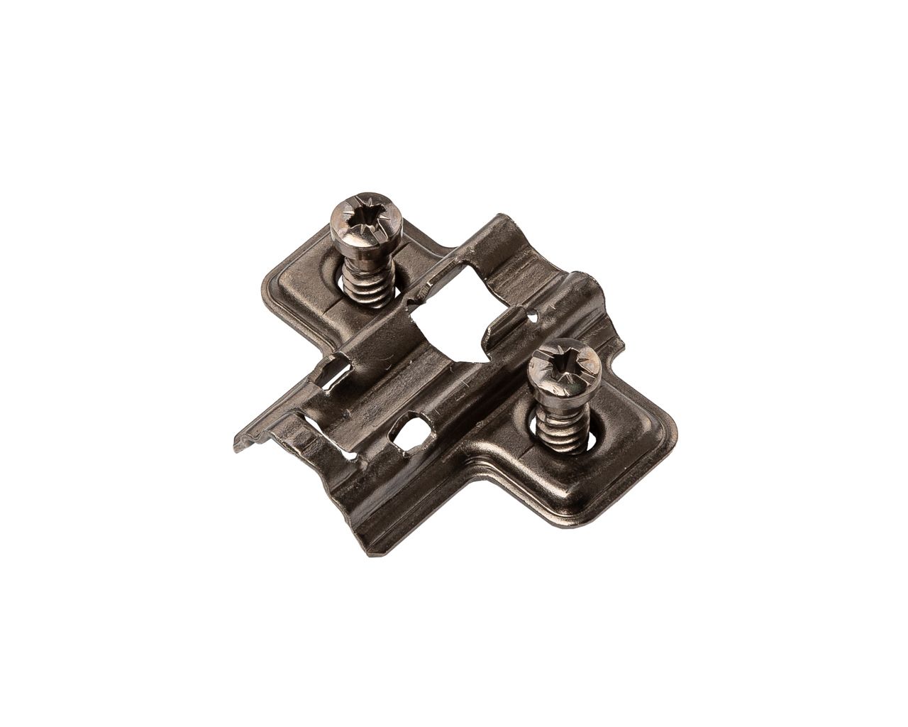 Планка монтажная для петель Alphalux Titan, Clip-on, H=4, крестовая, с предустановленными евровинтами, титан. Рис. 1 Планка монтажная для петель Alphalux Titan, Clip-on, H=4, крестовая, с предустановленными евровинтами, титан. Рис. 1