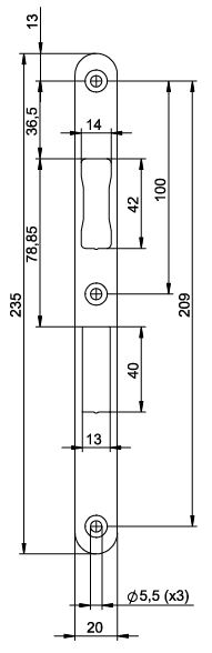 Планка ответная плоская 20 мм, универсальная, нержавеющая сталь. Рис. 2 Планка ответная плоская 20 мм, универсальная, нержавеющая сталь. Рис. 2