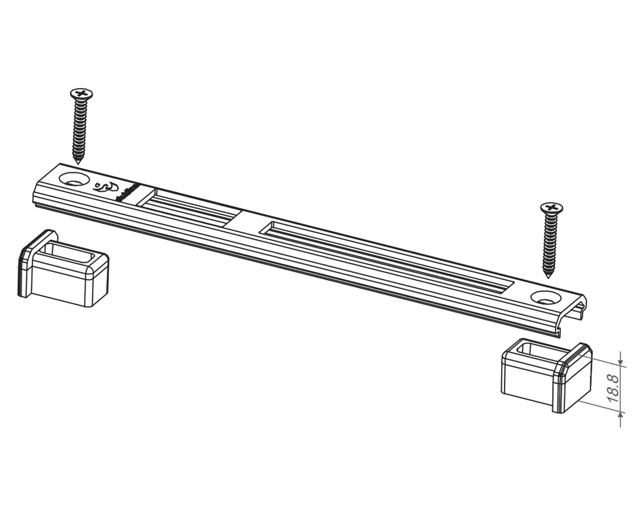 Планка ответная универсальная, RAL9005, 248x24.5x9.6/19. Рис. 2