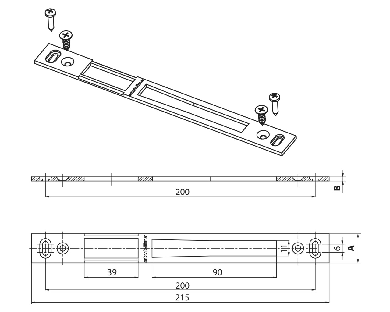 Планка ответная универсальная, регулируемая, 215x21x3. Рис. 2