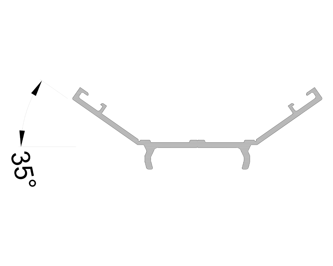 Планка прижимная ALUMARK 35 гр (симметричная) 6м Неокрашенный. Рис. 1 Планка прижимная ALUMARK 35 гр (симметричная) 6м Неокрашенный. Рис. 1