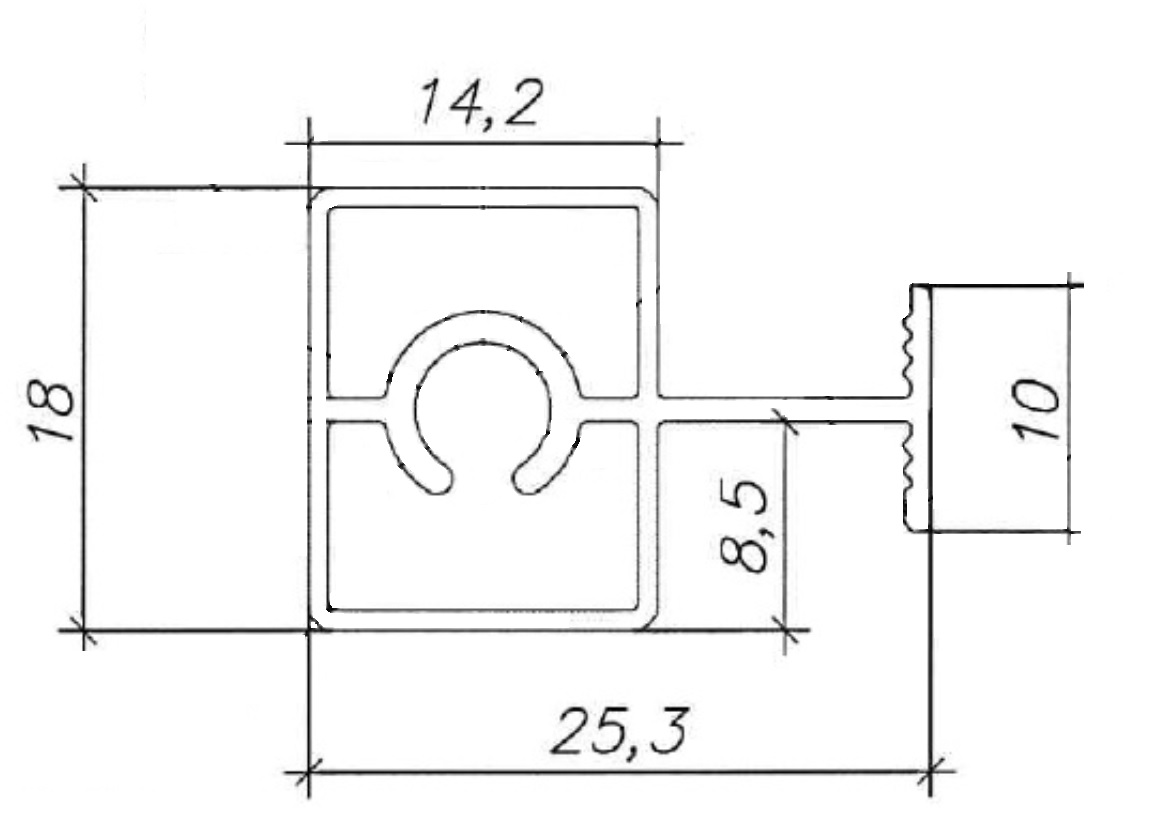 Планка средняя под крепеж Classic Slim, алюминий, L=5800 мм, черный муар.. Рис. 1 Планка средняя под крепеж Classic Slim, алюминий, L=5800 мм, черный муар.. Рис. 1