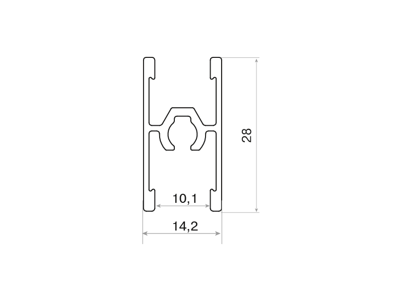 Планка средняя под крепеж, алюминий, L=5800 мм, черный муар.. Рис. 2 Планка средняя под крепеж, алюминий, L=5800 мм, черный муар.. Рис. 2