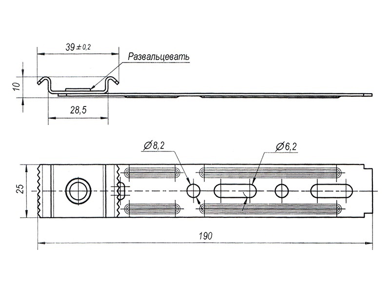 Пластина анкерн. (повор-ая)  для проф  Rehau (39мм); L=190мм. Рис. 2