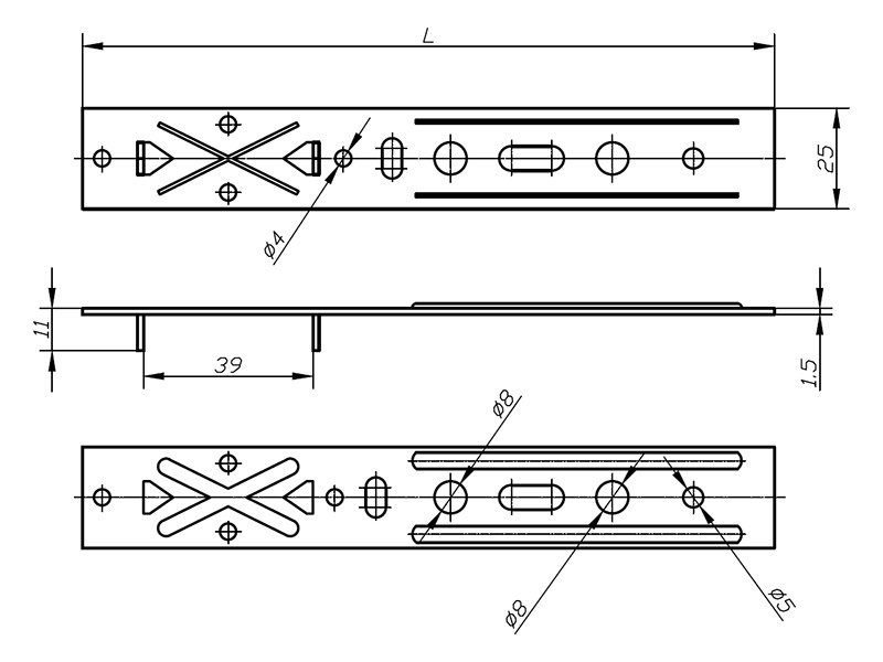 Пластина анк., для дерев. окон; L=190мм *1.5мм. Рис. 1